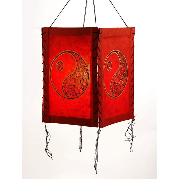 Hathi Lampenschirm Yin & Yang, rot, LOKTA Papier, Hängelampe Nepal
