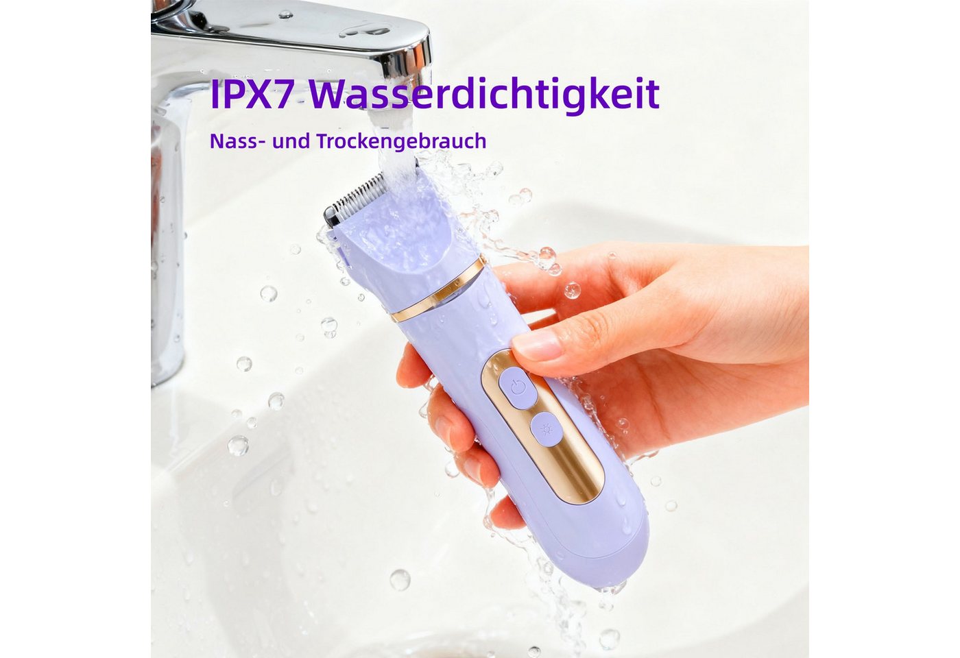 HATTEKER Epilierer HT-597, Aufsätze: 1 St., Rasierer für Damen, Trimmer, Gesichtstrimmer, 4-in-1, wasserdicht – Bild 5 von 5