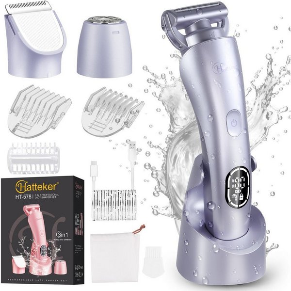 HATTEKER Epilierer RFC-578, Aufsätze: 1 St., Elektrorasierer für Damen, 3-in-1, Wet&Dry