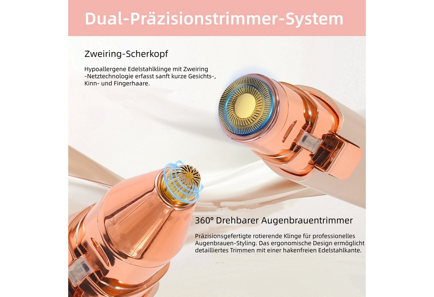 HATTEKER Gesichtsepilierer HT-586, Aufsätze: 1 St., Augenbrauentrimmer, Wet&Dry 2-in-1 – Bild 3 von 5