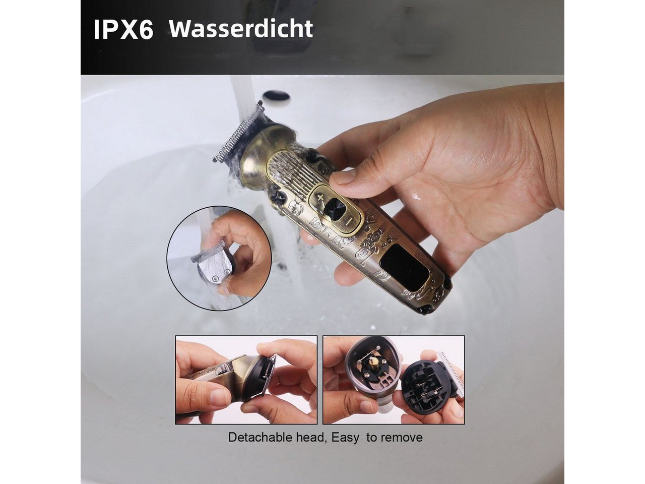 HATTEKER Haar- und Bartschneider HT-6188, Körperhaartrimmer, Wasserdicht, Einstellbare Geschwindigkeit, 8 in 1 – Bild 5 von 5