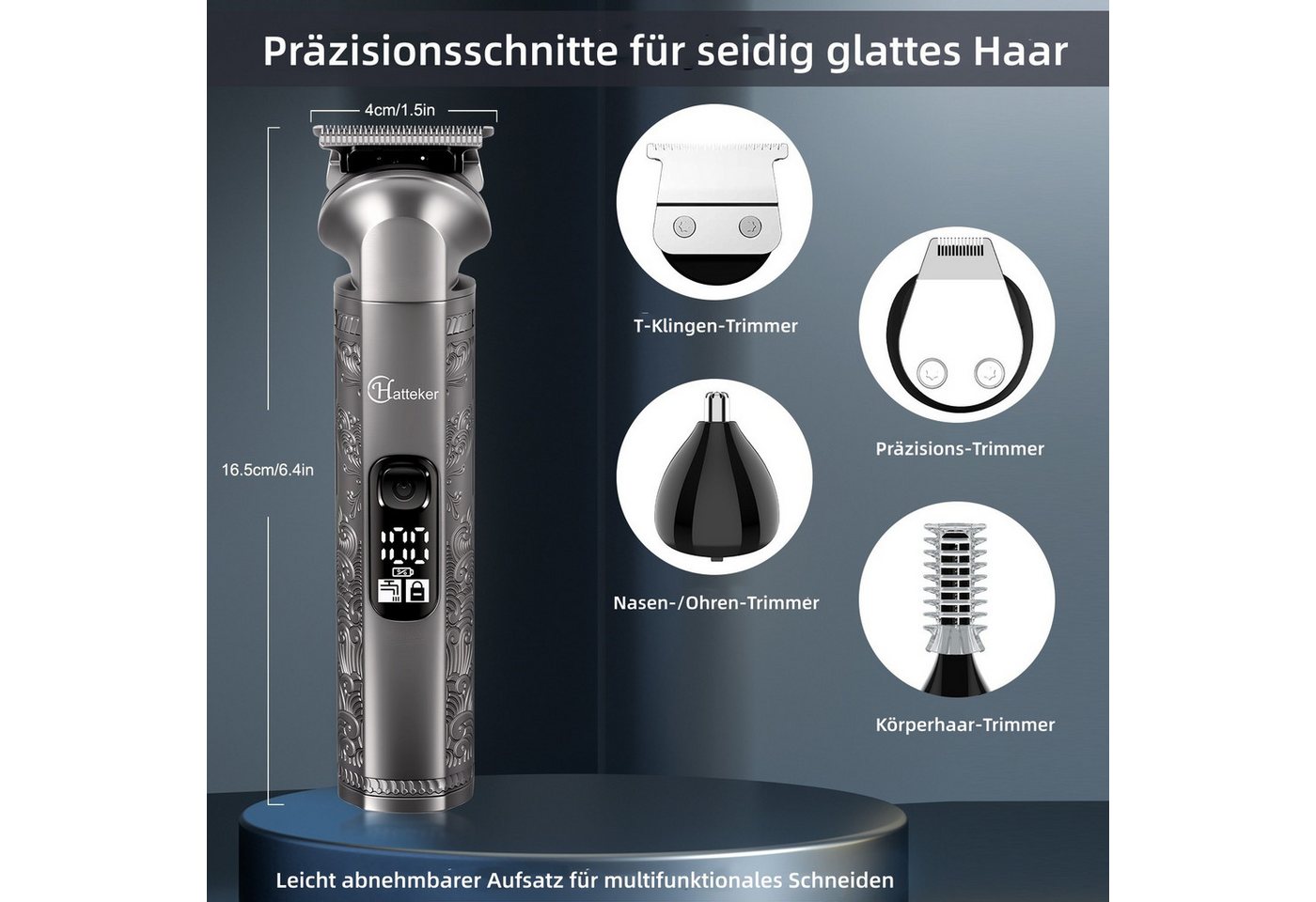 HATTEKER Haarschneider HT-608, Bartschneider, Langhaarschneider Herren Wasserdicht – Bild 3 von 5