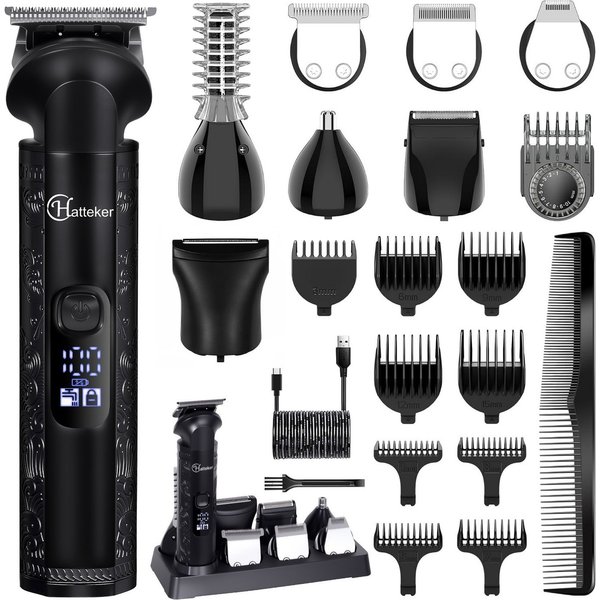 HATTEKER Haarschneider HT-609, Bartschneider, Rasierer, T-Klinge Trimmer, mit Ultra Sharp Klinge 8-in-1