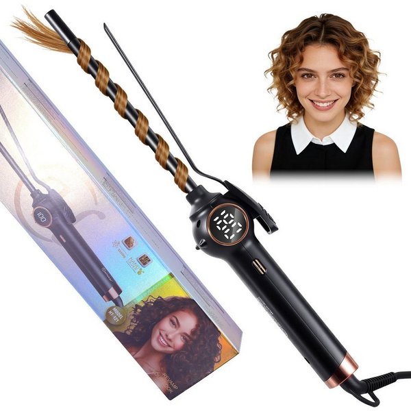 HATTEKER Lockenstab HT-121, 9 mm Lockenstab für kleine Locken, 13 Temperaturstufen 100–220 °C