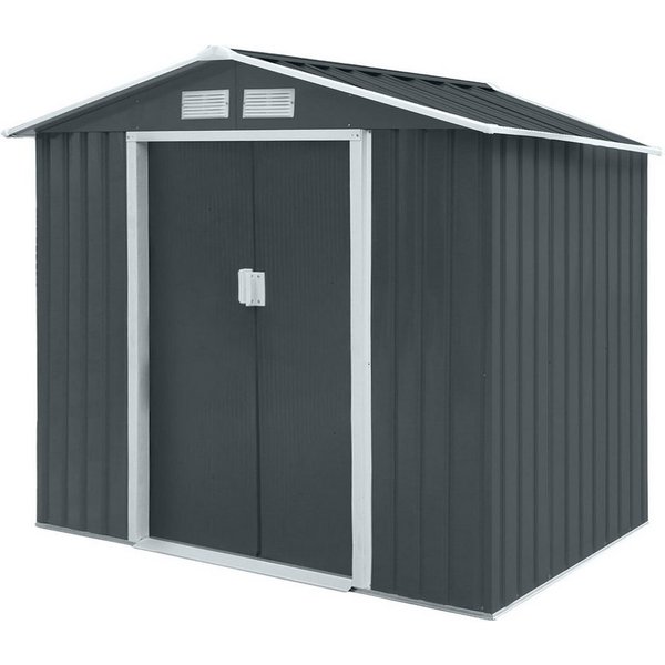 HATTORO Gartenhaus, BxT: 213,00x127,00 cm, Metall-Gerätehaus, Geräteschuppen, Fundamentrahmen, Satteldach, Grau