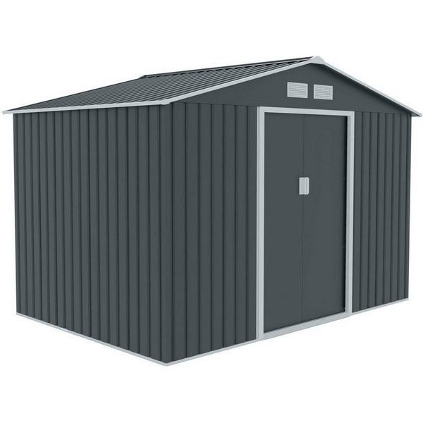 HATTORO Gartenhaus, BxT: 277,00x191,00 cm, Metall-Gerätehaus, Geräteschuppen, Fundamentrahmen, Satteldach, Grau