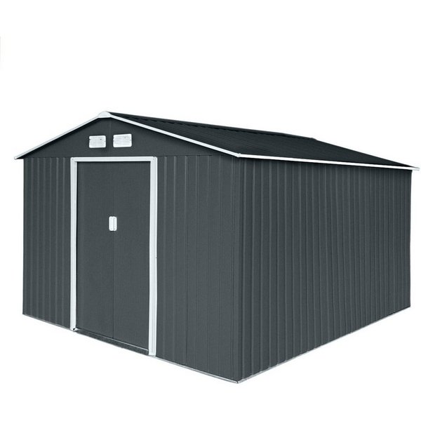 HATTORO Gartenhaus, BxT: 277x319 cm, Metall-Gerätehaus, Geräteschuppen, Fundamentrahmen, Satteldach, Grau