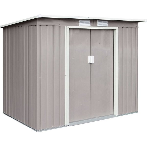 HATTORO Gartenhaus, BxT: 213,00x130,00 cm, Metall-Gerätehaus, Geräteschuppen, Fundamentrahmen, Pultdach, Hellgrau