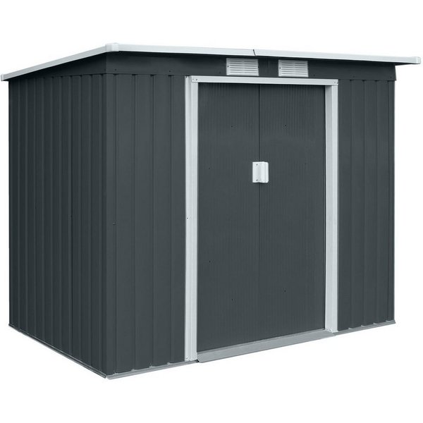 HATTORO Gartenhaus, BxT: 213,00x130,00 cm, Metall-Gerätehaus, Geräteschuppen, Fundamentrahmen, Pultdach, Grau