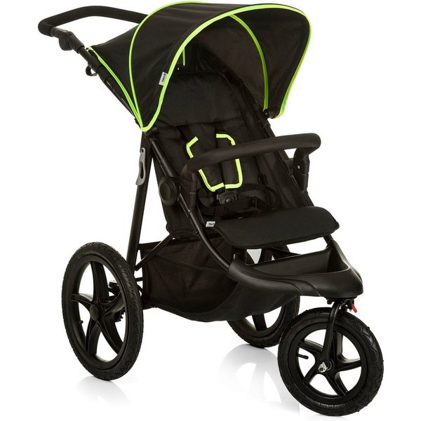Hauck Dreirad-Kinderwagen Runner black/neon yellow, mit schwenk- und feststellbarem Vorderrad