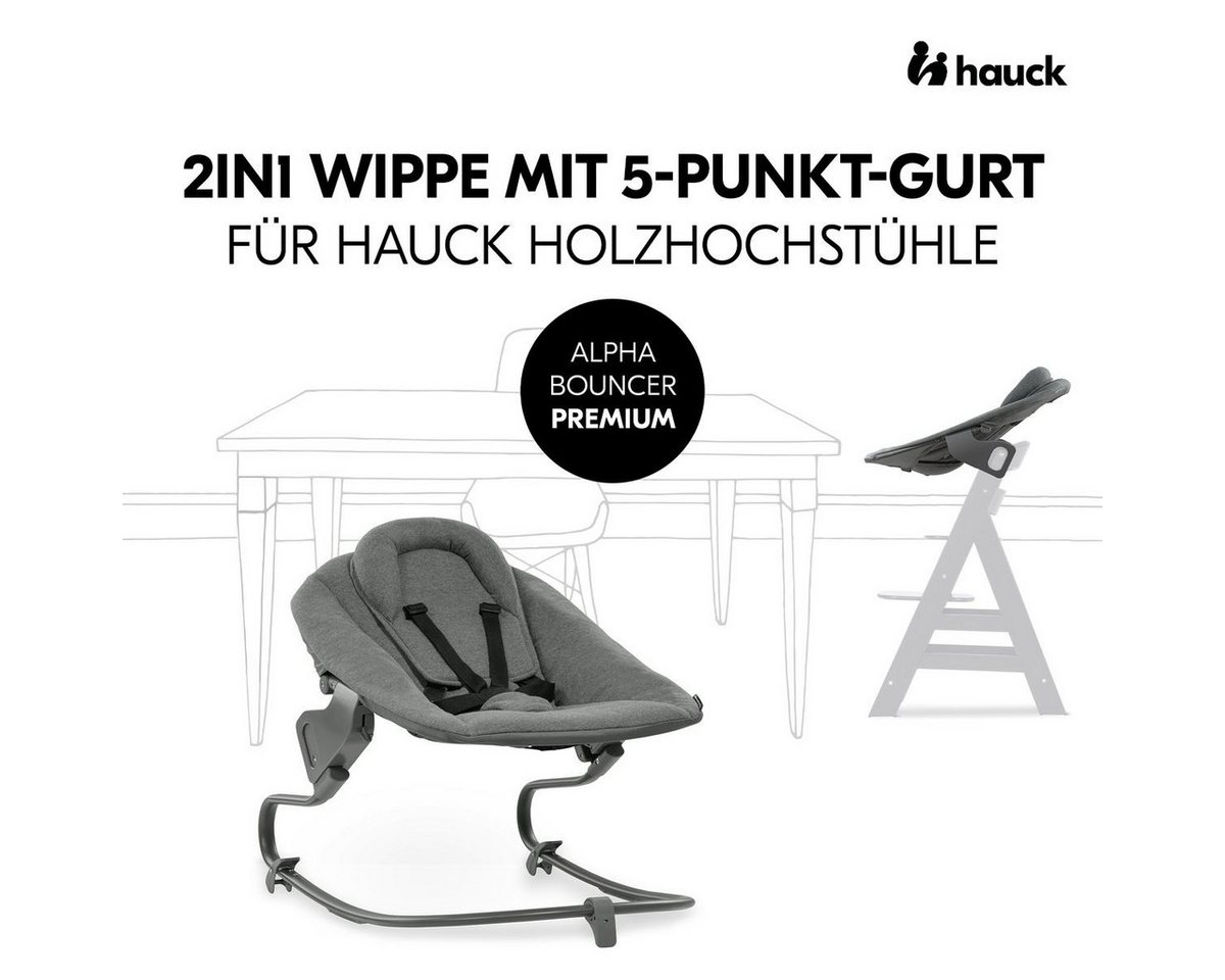 Hauck Hochstuhl Alpha Plus Black Newborn Set Premium, Holz Babystuhl ab Geburt inkl. Aufsatz für Neugeborene & Sitzauflage – Bild 3 von 5