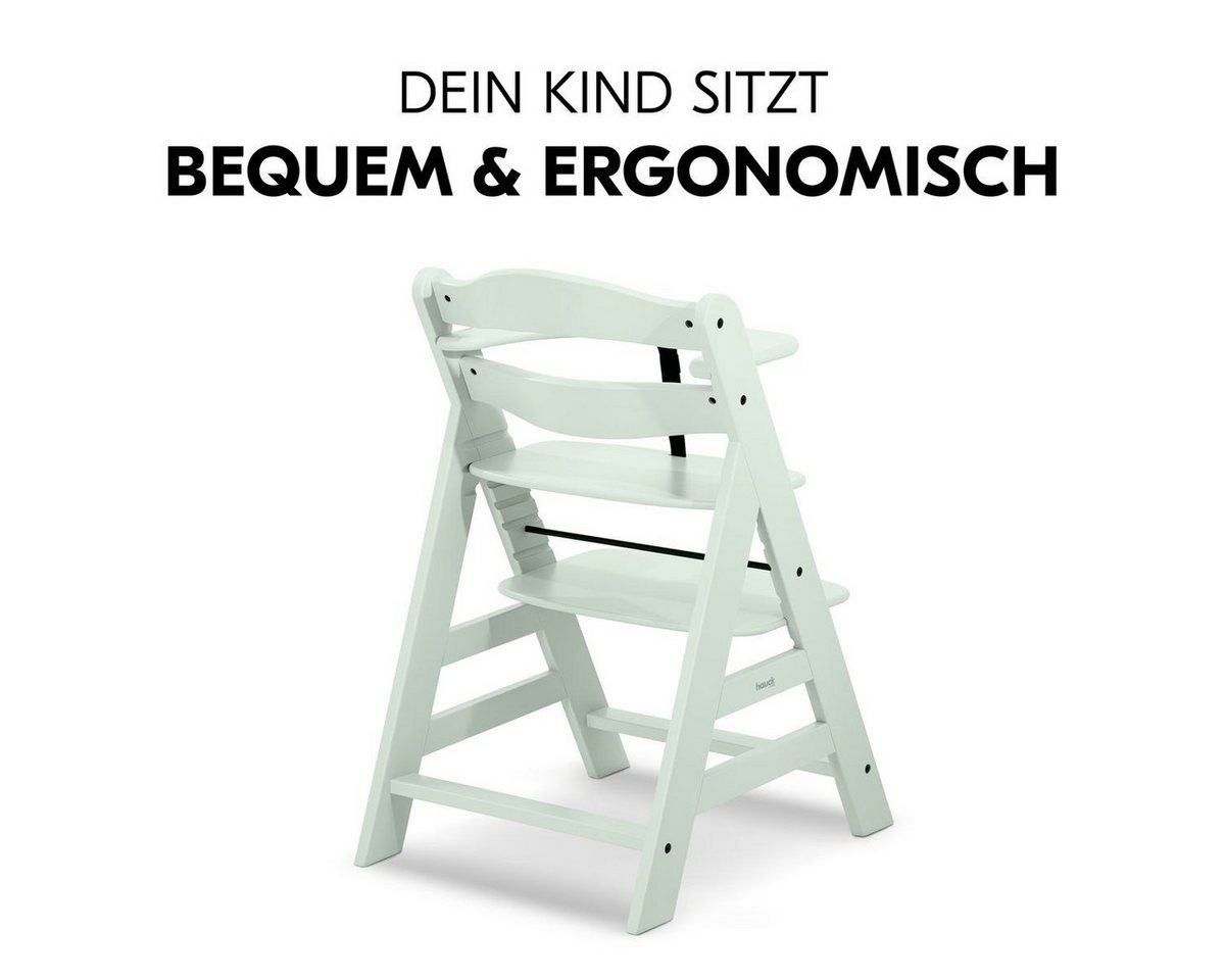 Hauck Hochstuhl Alpha Plus Mint - Charcoal, Mitwachsender Kinderhochstuhl mit Essbrett Click Tray & Sitzkissen – Bild 4 von 5