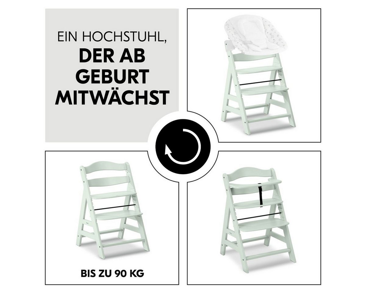 Hauck Hochstuhl Alpha Plus Mint - Charcoal, Mitwachsender Kinderhochstuhl mit Essbrett Click Tray & Sitzkissen – Bild 5 von 5