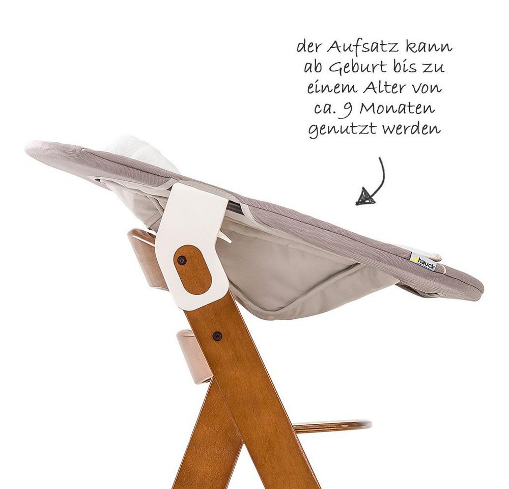 Hauck Hochstuhl Alpha Plus Walnut - Newborn Set (Set, 4 St), Holz Babystuhl ab Geburt mit Aufsatz für Neugeborene höhenverstellbar – Bild 5 von 5