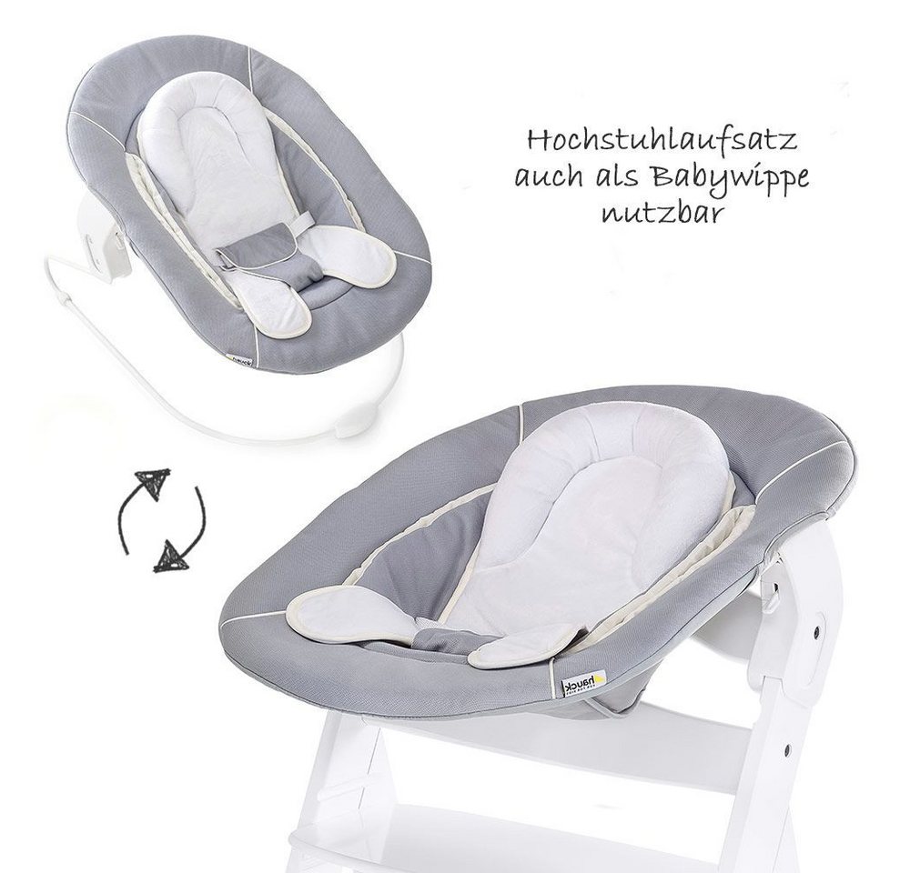 Hauck Hochstuhl Alpha Plus White - Newborn Set (Set, 4 St), Holz Babyhochstuhl ab Geburt inkl. Neugeborenenaufsatz & Sitzauflage – Bild 3 von 5