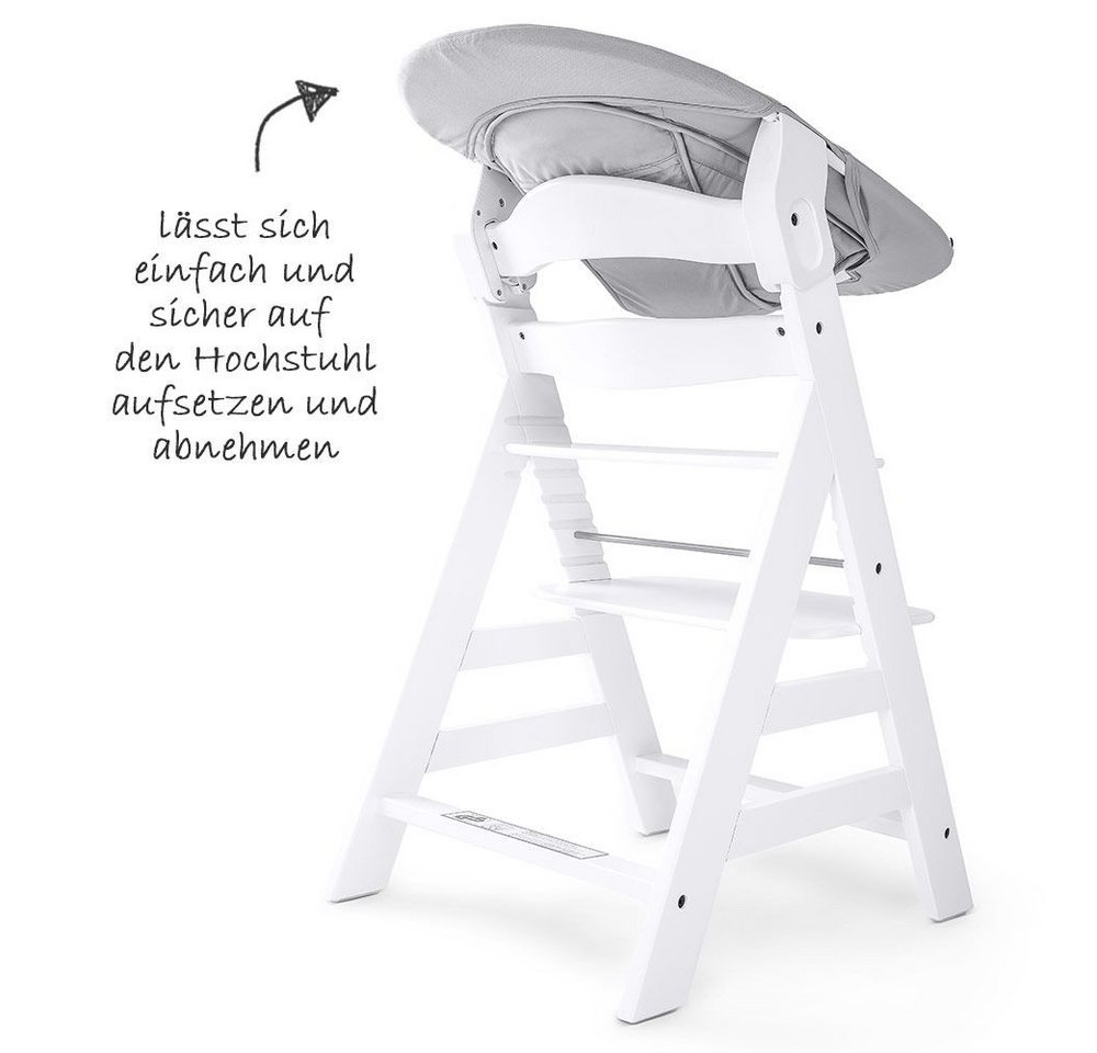 Hauck Hochstuhl Alpha Plus White - Newborn Set (Set, 4 St), Holz Babyhochstuhl ab Geburt inkl. Neugeborenenaufsatz & Sitzauflage – Bild 4 von 5