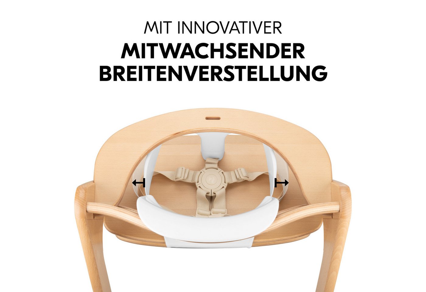 Hauck Hochstuhl Beta Plus - Dark Grey, Holz Kinderhochstuhl mit Baby-Sitz, Essbrett, Sitzauflage & Rollen – Bild 4 von 5