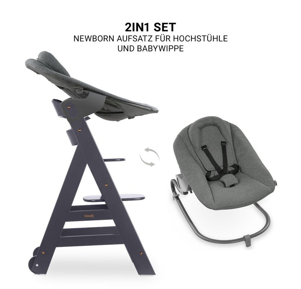 Hauck Hochstuhl Beta Plus Dark Grey - Newborn Set, Babystuhl ab Geburt inkl. Aufsatz für Neugeborene, Tisch, Sitzauflage – Bild 4 von 5