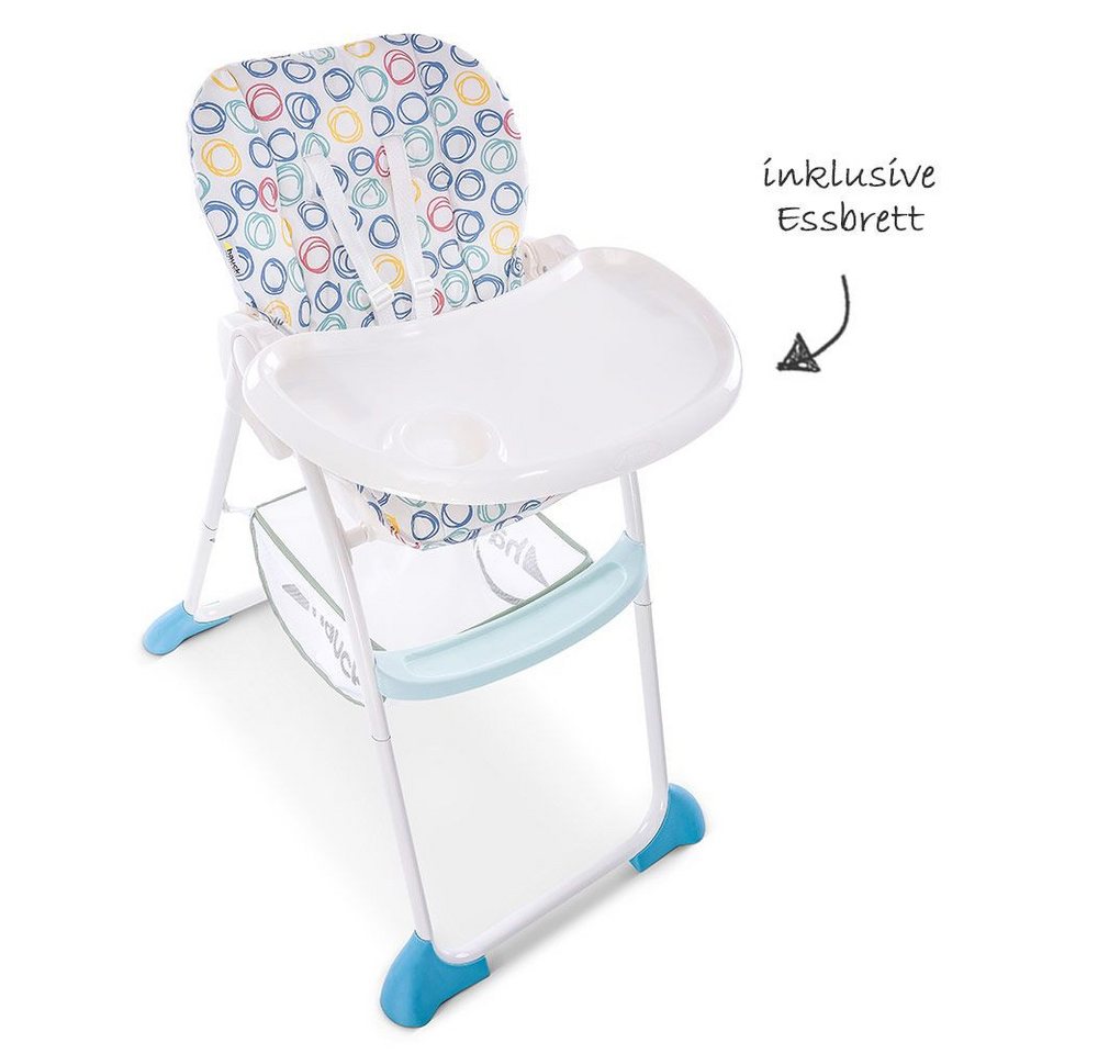 Hauck Hochstuhl Sitn Fold - Circles Multi, Kinderhochstuhl ab 6 Monate bis 15 kg mit Tisch, Verstellbar, klappbar – Bild 4 von 5