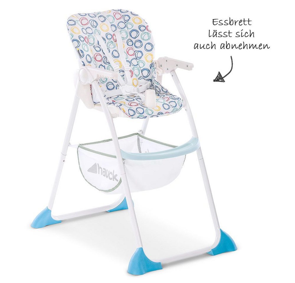 Hauck Hochstuhl Sitn Fold - Circles Multi, Kinderhochstuhl ab 6 Monate bis 15 kg mit Tisch, Verstellbar, klappbar – Bild 5 von 5