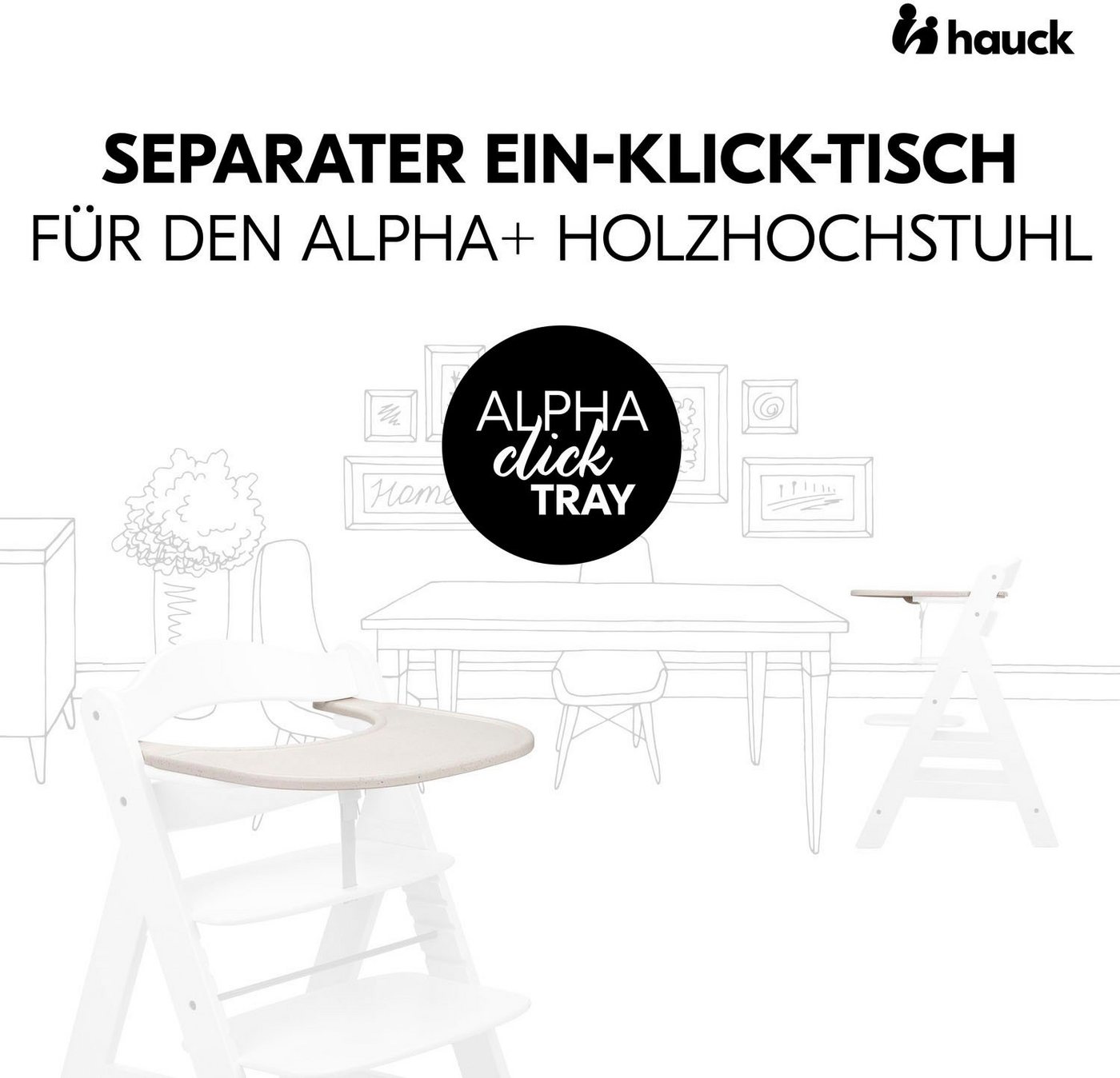 Hauck Hochstuhltablett Alpha Click Tray, Speckle Beige, Kunststoff, aus recyceltem Material – Bild 2 von 5
