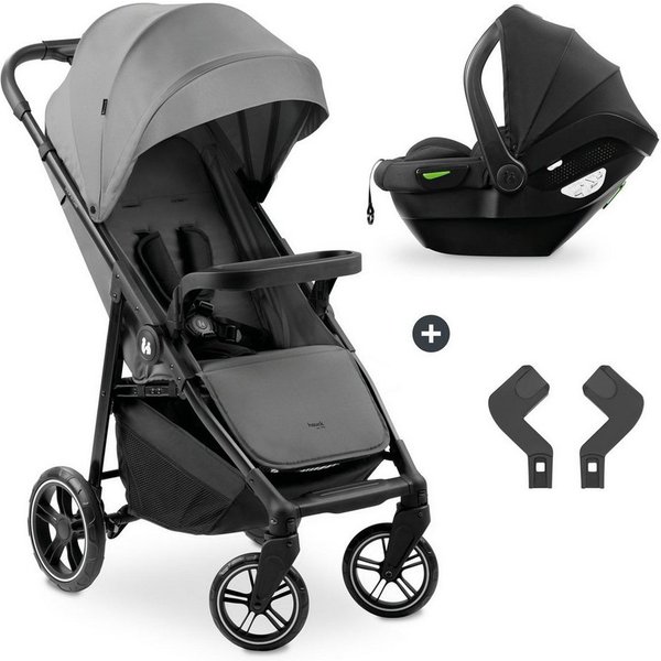 Hauck Kinder-Buggy Shop N Care 2in1 - Grey, Kinderwagen Sportwagen Set inkl. Babyschale bis 22 kg klein faltbar