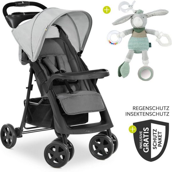 Hauck Kinder-Buggy Shopper Neo II - Grey, mit Liegeposition, Einhand-Faltmechanismus, Zubehör & Fehn Spieltier