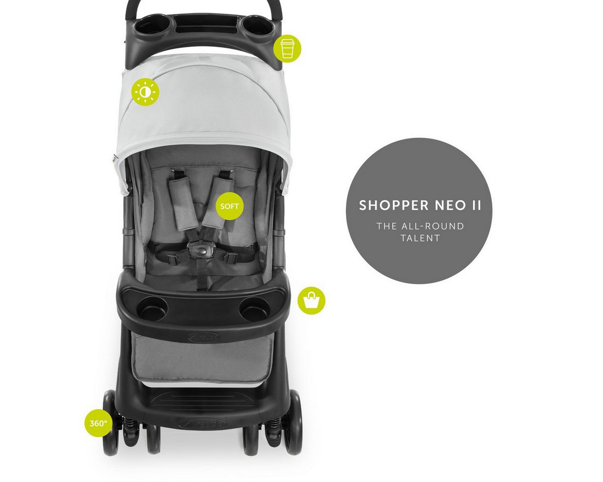 Hauck Kinder-Buggy Shopper Neo II - Grey, mit Liegeposition, Einhand-Faltmechanismus, Zubehör & Fehn Spieltier – Bild 3 von 5