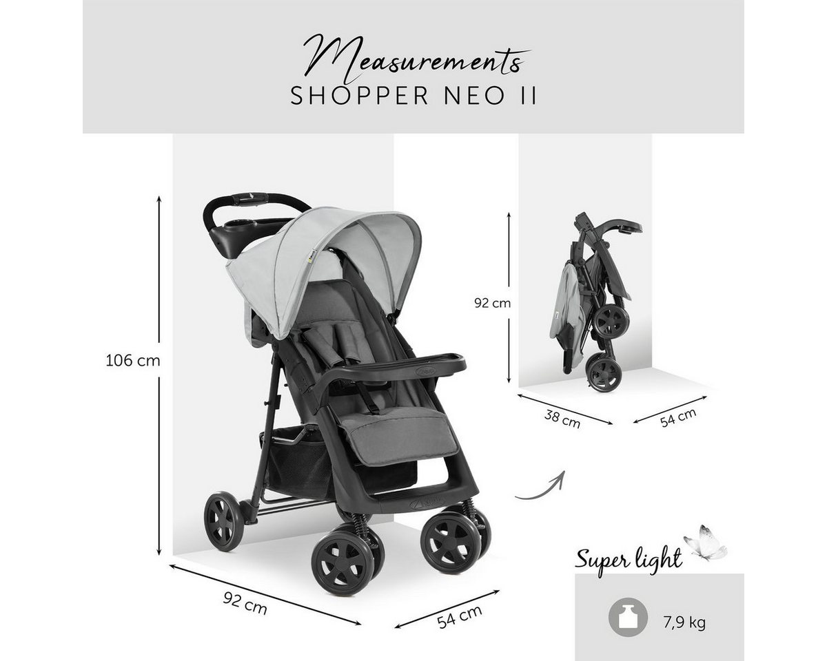 Hauck Kinder-Buggy Shopper Neo II - Grey, mit Liegeposition, Einhand-Faltmechanismus, Zubehör & Fehn Spieltier – Bild 5 von 5
