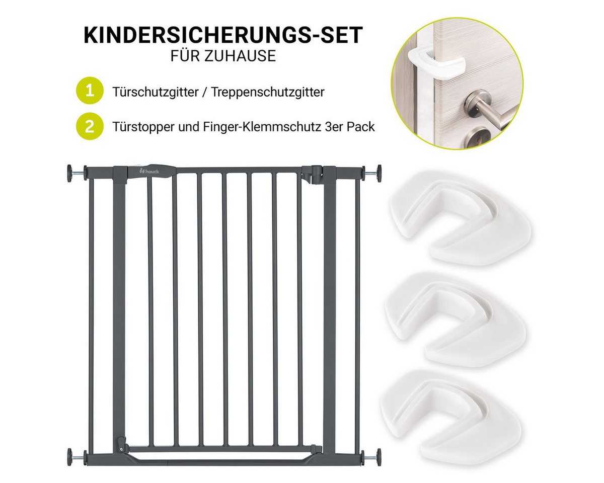 Hauck Türschutzgitter Clear Step 2 - Dark Grey, Treppenschutzgitter Set 75–80 cm ohne Bohren mit 3x Klemmschutz – Bild 2 von 5