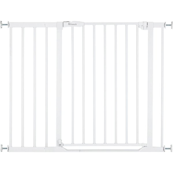 Hauck Türschutzgitter Clear Step Set 2 inklusive Verlängerung 21 cm, White, auch als Treppenschutzgitter verwendbar, 96-101 cm, flacher Durchgang