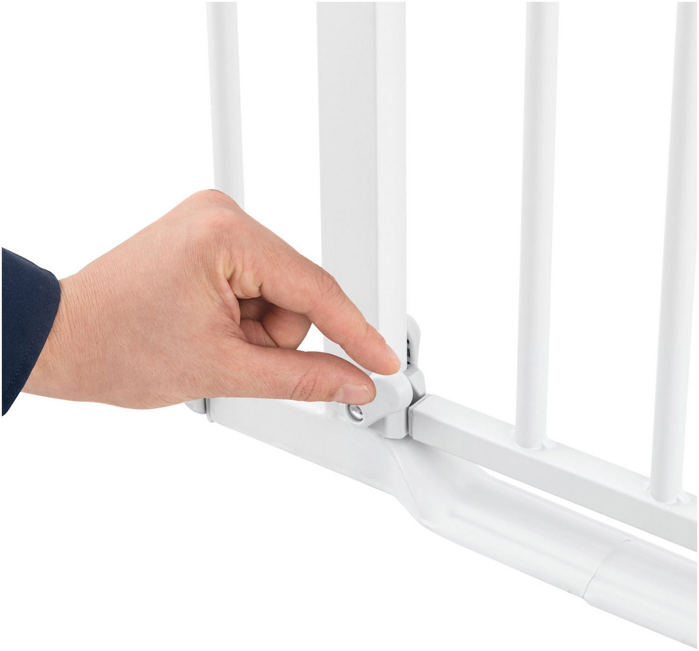 Hauck Türschutzgitter Clear Step Set 2 inklusive Verlängerung 21 cm, White, auch als Treppenschutzgitter verwendbar, 96-101 cm, flacher Durchgang – Bild 4 von 5