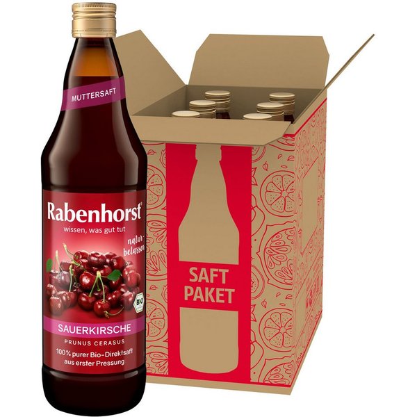 Haus Rabenhorst Saft RABENHORST Sauerkirsche MUTTERSAFT BIO 6er Pack (6 x 700 ml), 0,7 l, 700 ml, 6 St.
