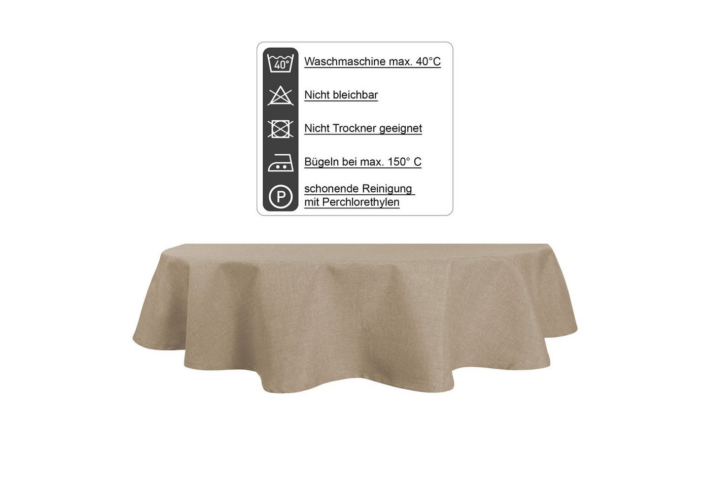 Haus und Deko Tischdecke Tischdecke oval Leinenoptik Lotuseffekt Tischwäsche Wasserabweisend (1-tlg) – Bild 5 von 5