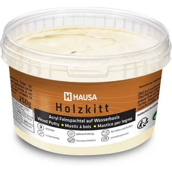 Hausa Holz-Reparaturset Holzkitt, 250g gebrauchsfertig ausgezeichnete Füllkraft rissbeständig, 1-St., Gramm Fichte Holzspachtelmasse Kitt für Holz, Holzspachtel