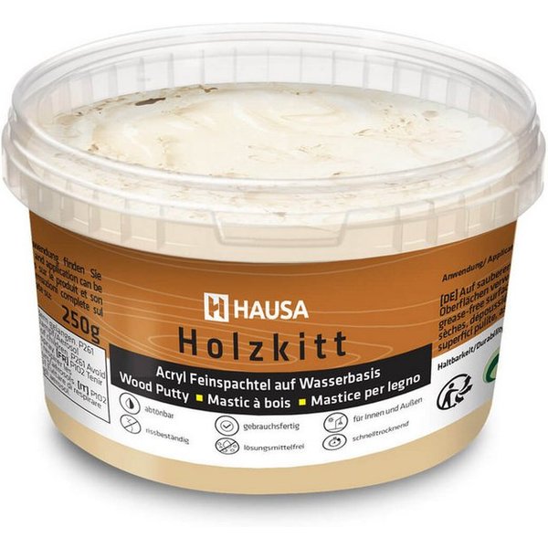Hausa Holz-Reparaturset Holzkitt, 250g gebrauchsfertig ausgezeichnete Füllkraft rissbeständig, 1-St., Gramm Birke Holzspachtelmasse Kitt für Holz, Holzspachtel/