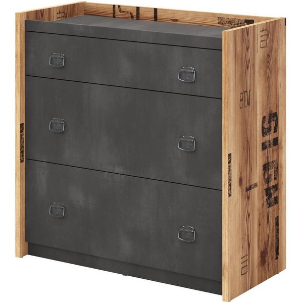 HAUSELEMENT Kommode FARGO FG-06, 3 Schubladen Sideboard 90 cm Anrichte Mehrzweckschrank