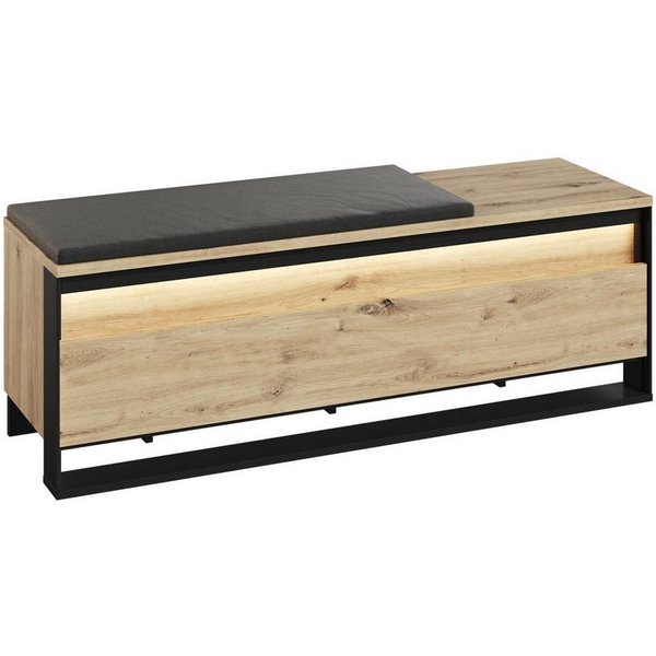HAUSELEMENT Sitzbank QUANT QG-04, LED-Beleuchtung Schuhschrank 135 cm Stauraum Flurbank Dielenbank Loft
