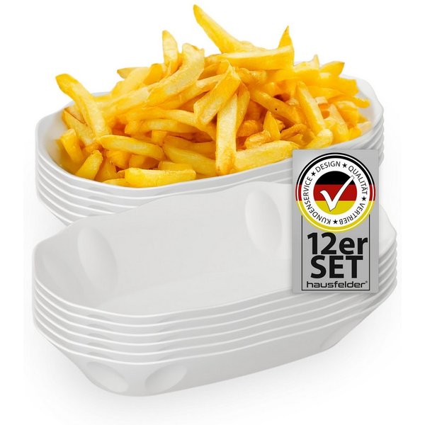 Hausfelder Snackschale Pommesschale 12er Set, Kunststoff, Currywurstschale, Snacj Schale, Kunststoff, (12-tlg), Mehrweg-Schale, mikrowellengeeignet, spülmaschin