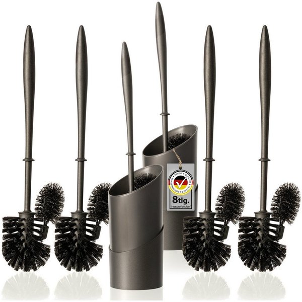 Hausfelder WC-Garnitur 2er Set Toilettenbürste, Basic Set 2 Bürstenhalter mit 6 WC Bürsten, Klobürsten, (WC-Set inkl Ersatzbürsten, 8-tlg., WC-Bürsten Garnitur 