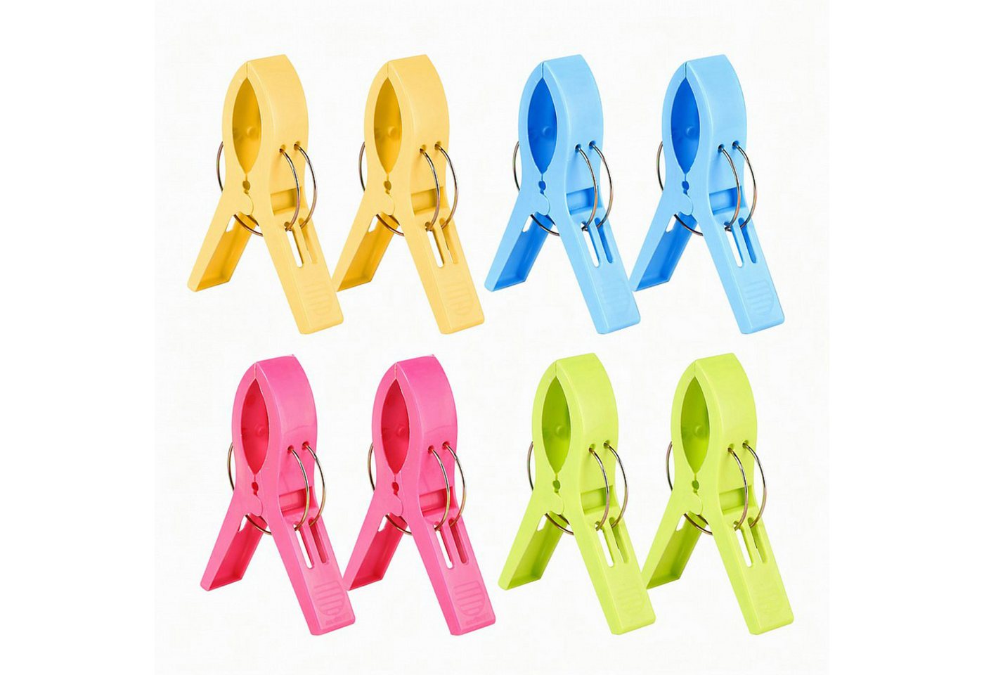 Haushalt International Im- und Export GmbH Sturmwäscheklammern Handtuch Clips Bunt 12x6cm Kunststoff 8er Set, Mehrfarbig, Robust, gefedert, Urlaub, Camping – Bild 2 von 4