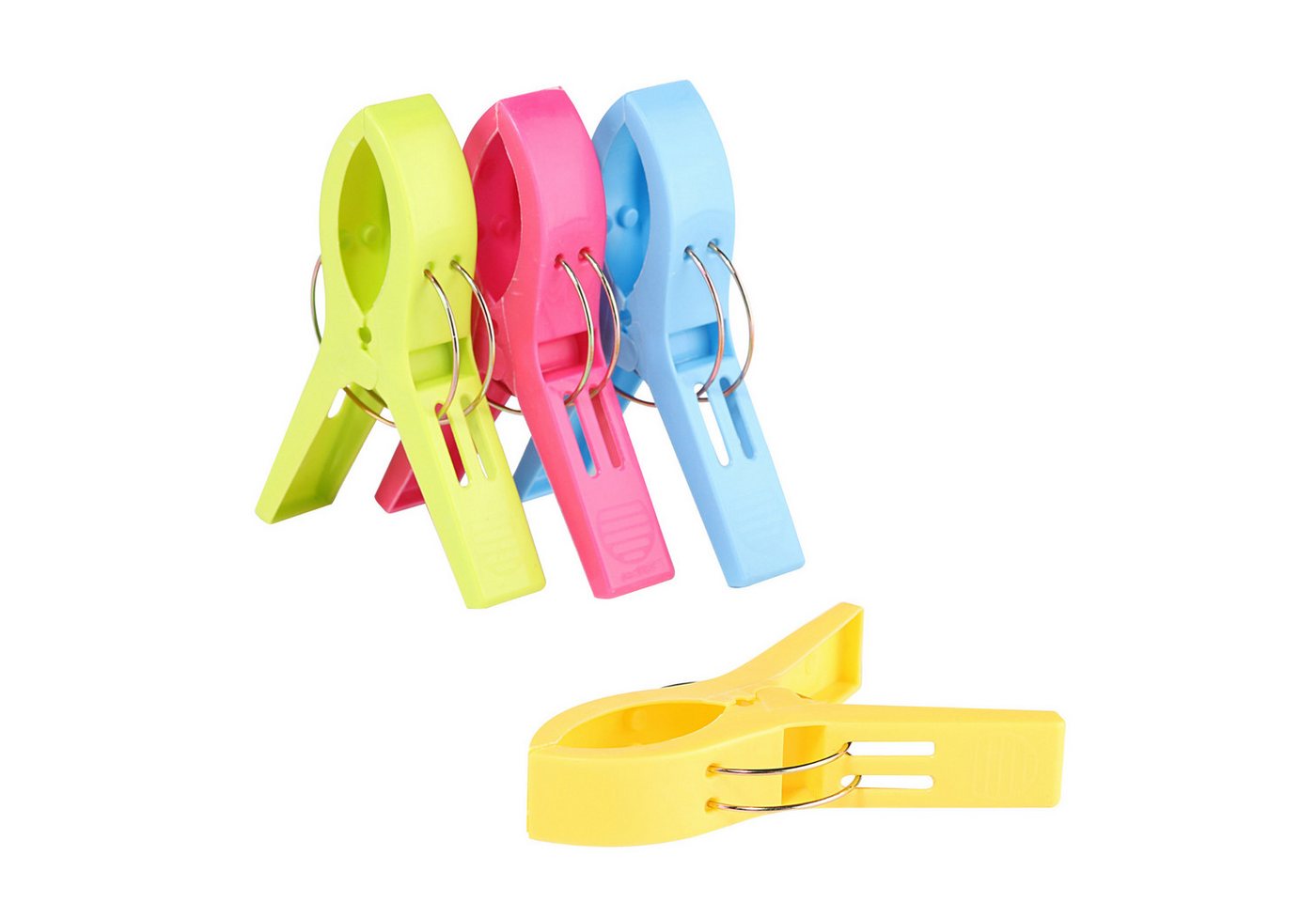 Haushalt International Im- und Export GmbH Sturmwäscheklammern Handtuch Clips Bunt 12x6cm Kunststoff 8er Set, Mehrfarbig, Robust, gefedert, Urlaub, Camping – Bild 4 von 4