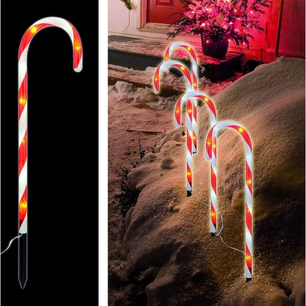 Haushalt International LED Gartenleuchte 4er LED Zuckerstangen Gartenstecker