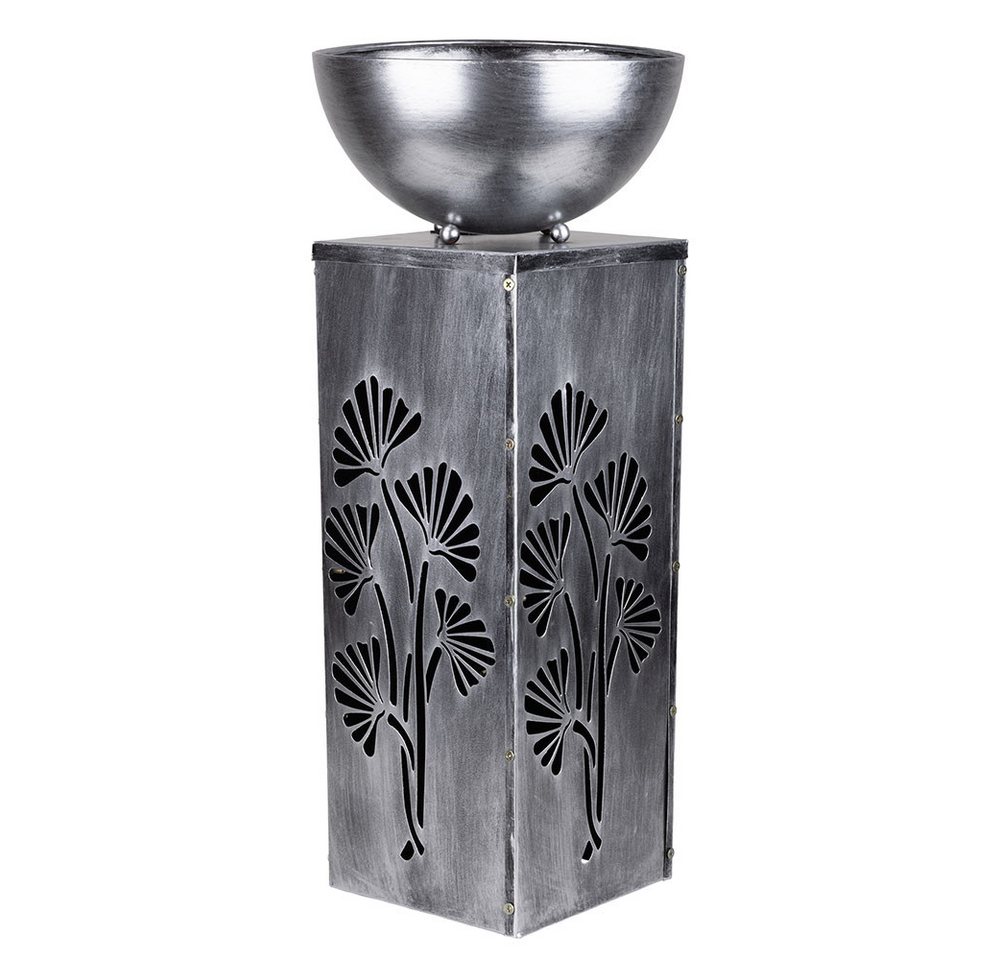 Haushalt International LED Solarleuchte, LED-Leuchtmittel fest verbaut, Warmweiß, Solarleuchte Pflanzschale Außenlampe LED Blumentopf Lichteffekt silber – Bild 2 von 5
