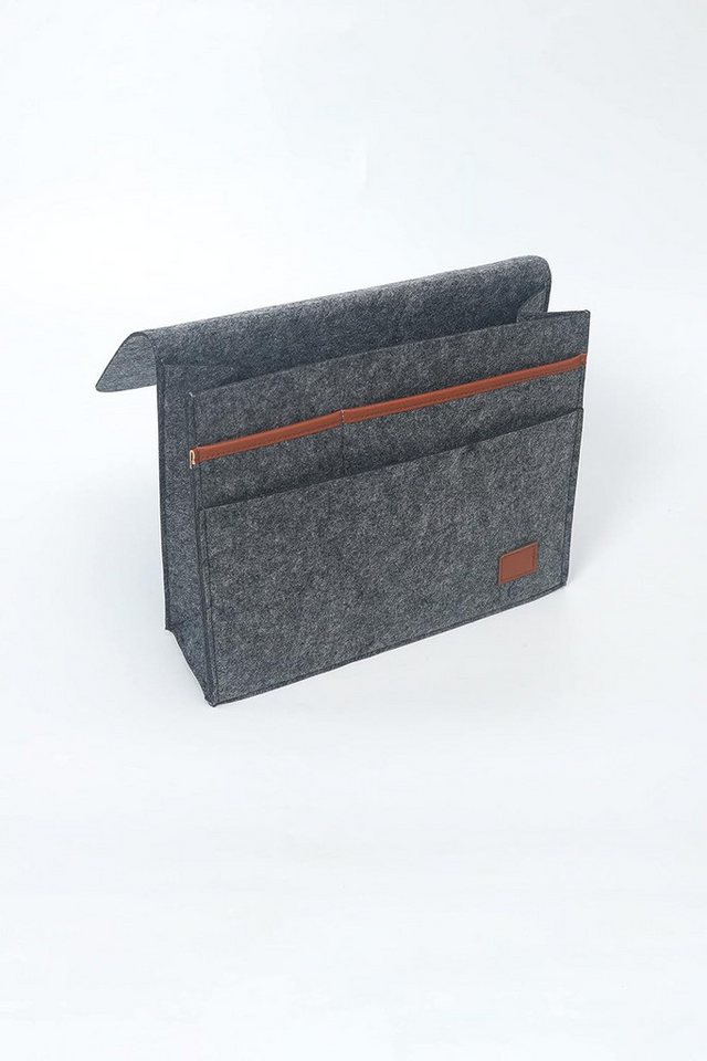 hausleben Betttasche Bettasche (Hellgrau), Sofa und Bett Organizer aus dickem Filz (1-tlg), Anti-Rutsch Aufbewahrungstasche Nachttisch Tasche Hängeaufbewahrung – Bild 2 von 4