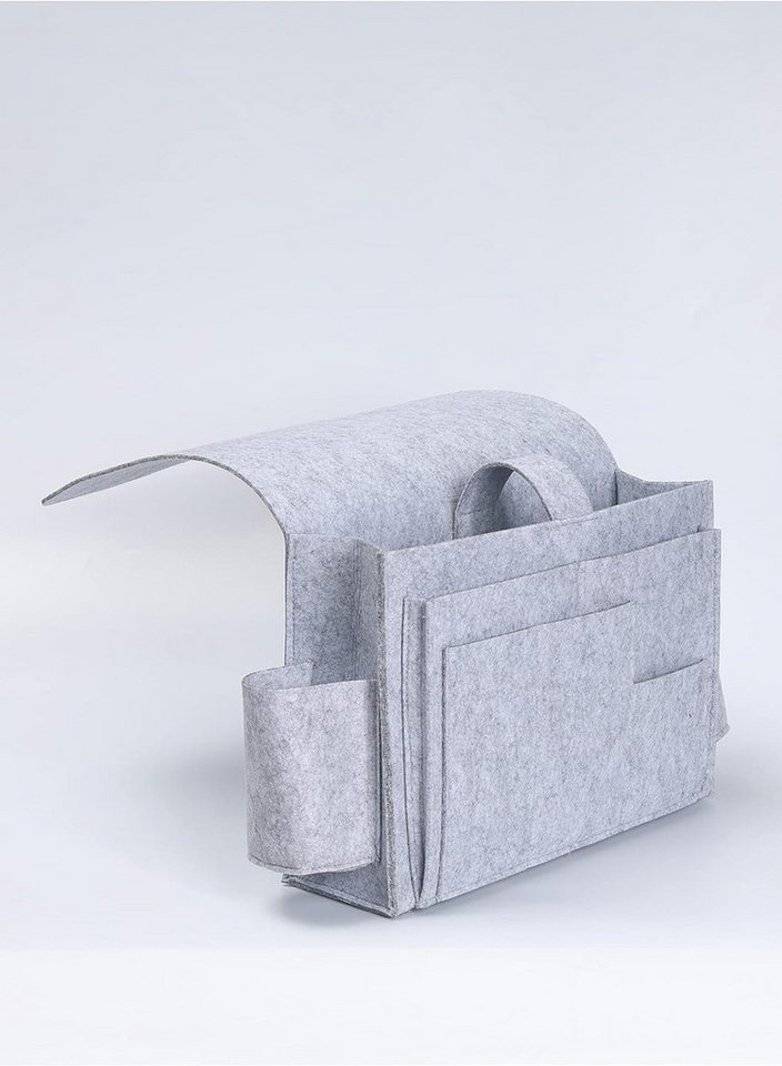 hausleben Betttasche Bettasche (Hellgrau), Sofa und Bett Organizer aus dickem Filz (1-tlg), Anti-Rutsch Aufbewahrungstasche Nachttisch Tasche Hängeaufbewahrung – Bild 5 von 5