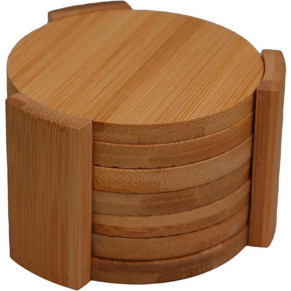 hausleben Glasuntersetzer 12er Set Untersetzer rund 11,7x11,7x0,7cm, Natur Bambus, Zubehör für Gläser, Tassen, Becher, Flaschen, Karaffen, Vasen, Tee- und Kaffe