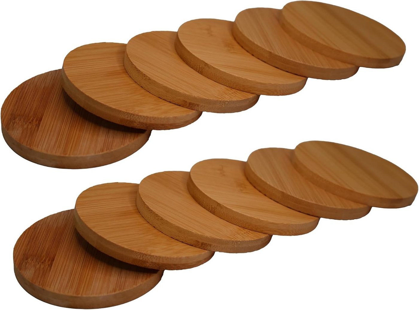 hausleben Glasuntersetzer 12er Set Untersetzer rund 11,7x11,7x0,7cm, Natur Bambus, Zubehör für Gläser, Tassen, Becher, Flaschen, Karaffen, Vasen, Tee- und Kaffe – Bild 3 von 5