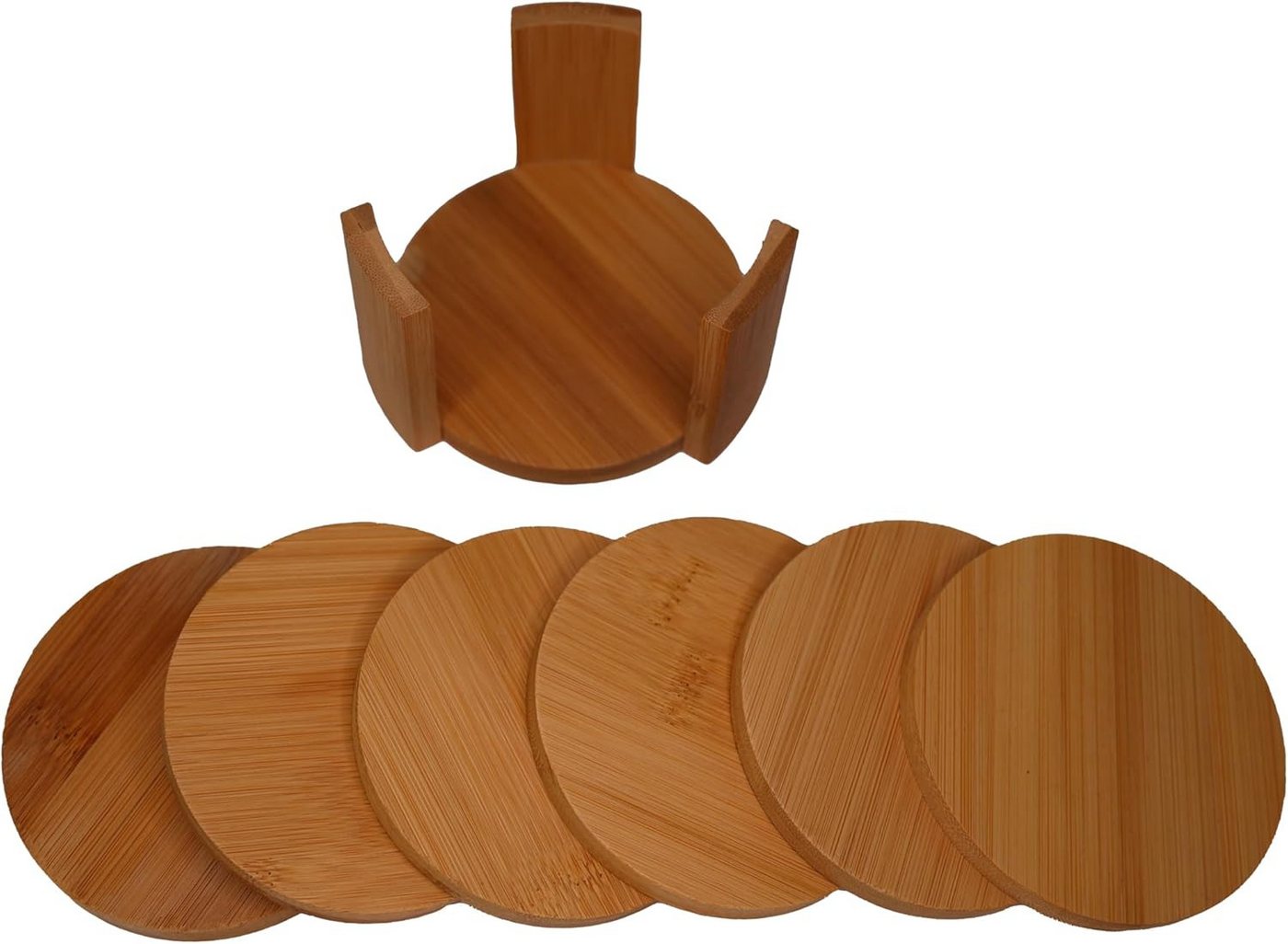 hausleben Glasuntersetzer 12er Set Untersetzer rund 11,7x11,7x0,7cm, Natur Bambus, Zubehör für Gläser, Tassen, Becher, Flaschen, Karaffen, Vasen, Tee- und Kaffe – Bild 4 von 5