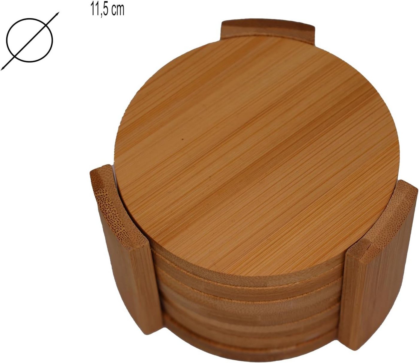 hausleben Glasuntersetzer 12er Set Untersetzer rund 11,7x11,7x0,7cm, Natur Bambus, Zubehör für Gläser, Tassen, Becher, Flaschen, Karaffen, Vasen, Tee- und Kaffe – Bild 5 von 5